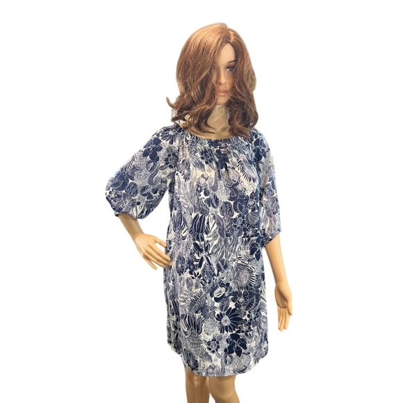 (5 for $25) h&m Navy Garden Trapeze Dress with Belt size 0 - Picture 2 of 8